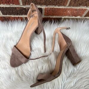 Madden girl Sand Tan Faux Suede Ankle Strap Open Toe Block Heel Pump Heels